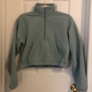 Blue half zip fleece sweater